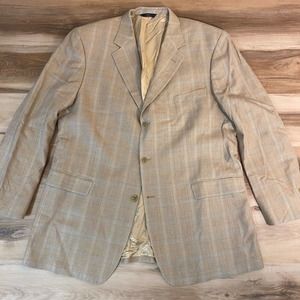 Brooks Brothers Blazer Mens 46L Wool Silk Sport Jacket 3 button Plaid